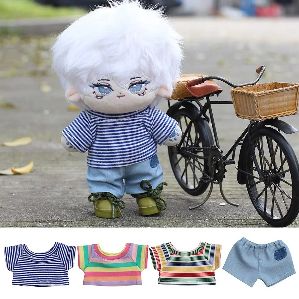 20CM Doll T-shirt Multicolor Doll Accessories Doll Rainbow Stripe T-shirt Cosplay Changing Dressing Game Miniature Clothes