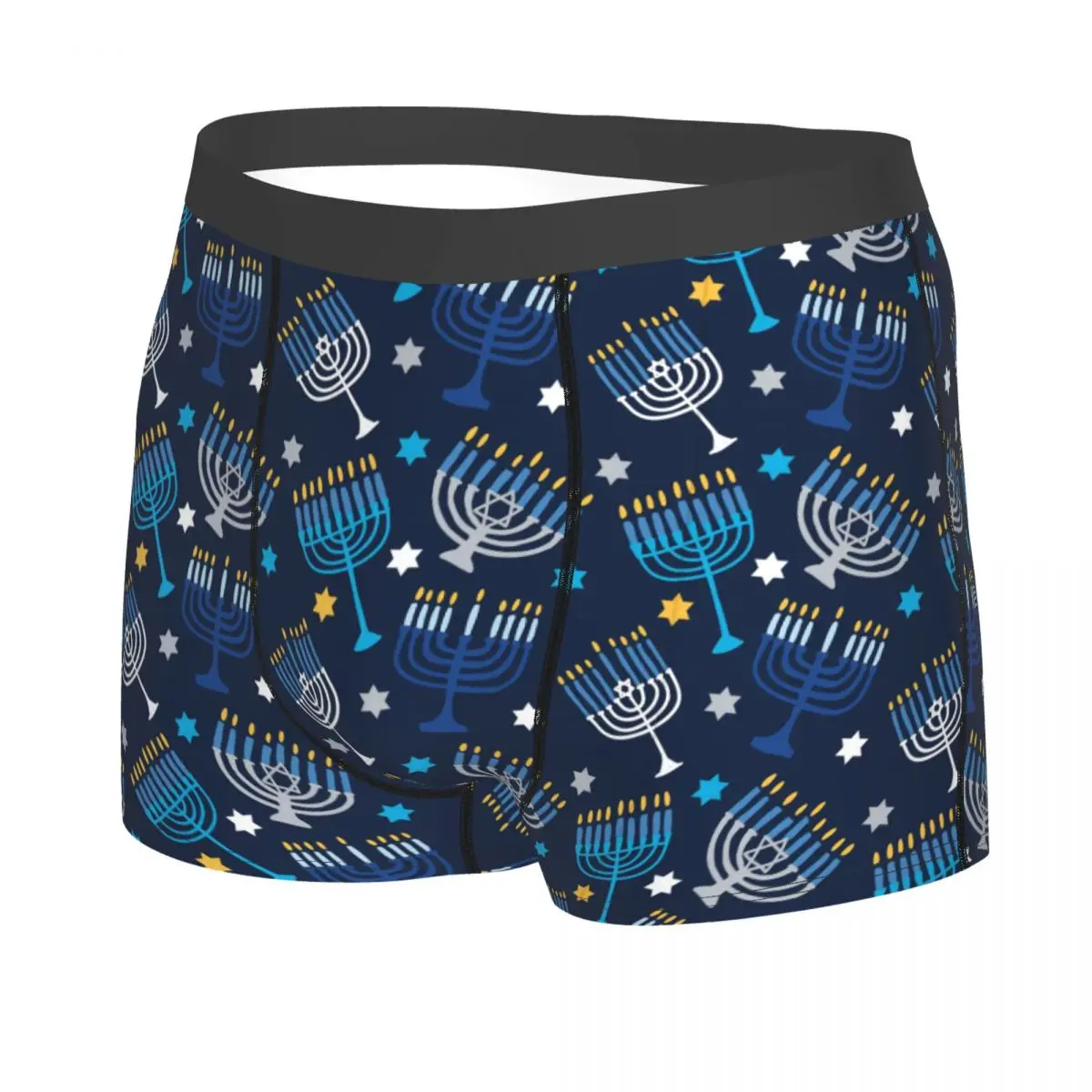 Hanukkah Pattern Men's Boxer Briefs,Highly Breathable Underpants,High Quality 3D Print Shorts Gift Idea