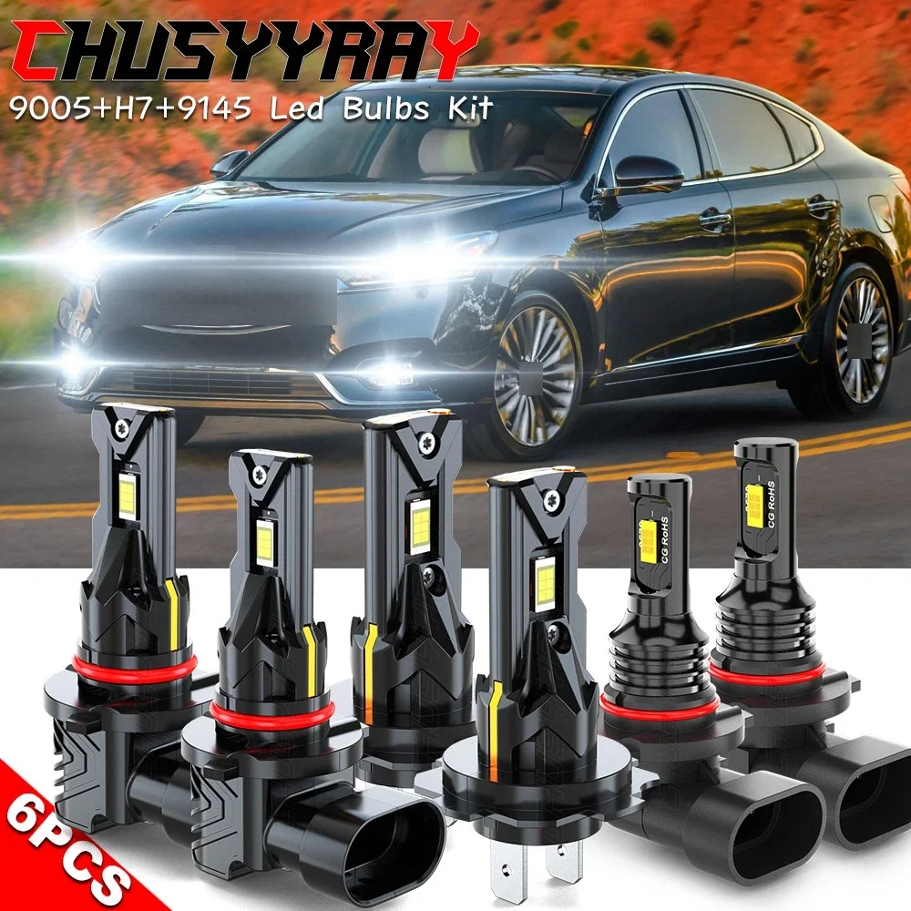 

For Kia Cadenza 2017-2019 LED Headlight High Low Beam + Fog Light Bulbs Combo