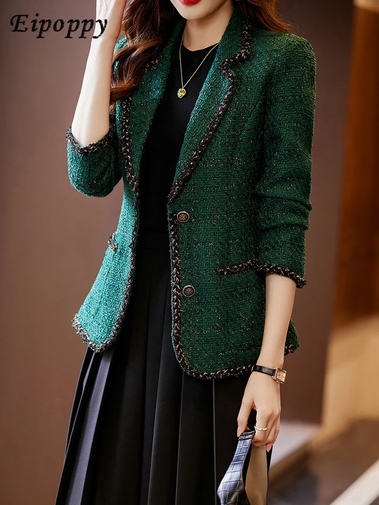ชุดสูทสีเขียวสำหรับผู้หญิงเสื้อผ้าทางการหรูหราใหม่เสื้อสูทลำลองสำหรับฤดูใบไม้ผลิและฤดูใบไม้ร่วง