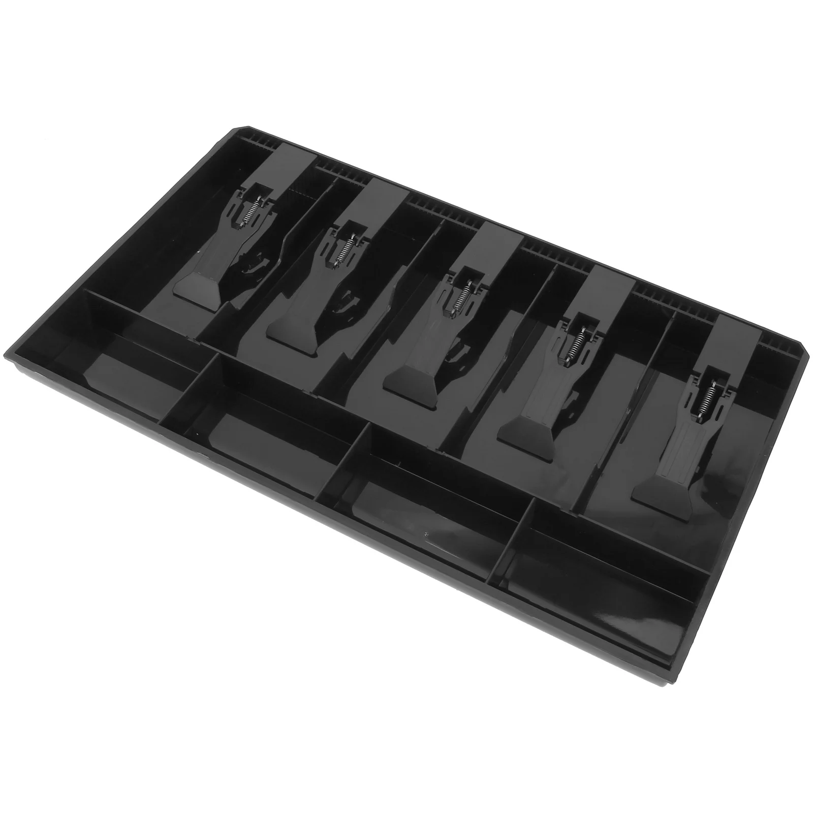 5 شبكات درج النقود إدراج صينية مع مقاطع الفاتورة لتخزين النقود الآمن في محلات السوبر ماركت والمناسبات الخارجية باللون الأسود