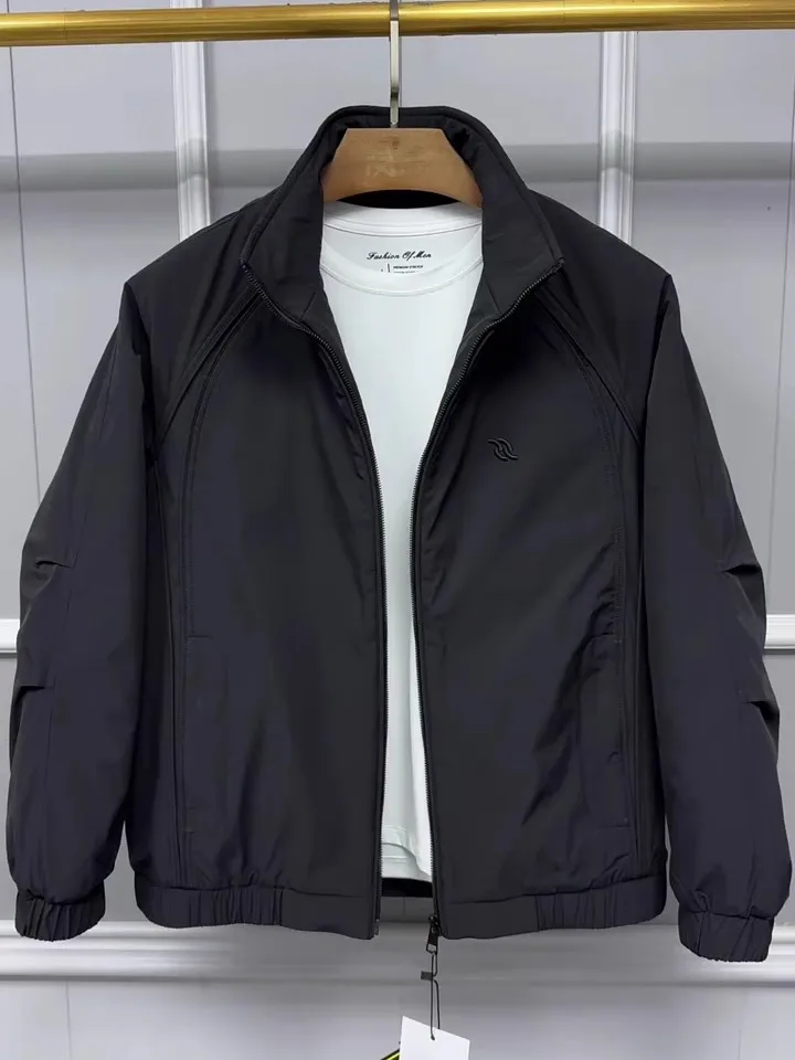 

Мужская осенне-зимняя хлопковая куртка-пальто: комфортная, деловая, повседневная, с воротником-стойкой, модная, трендовая верхняя одежда, приталенный крой, длинный рукав.