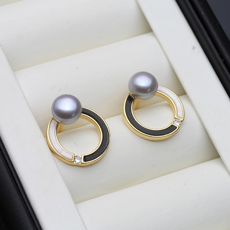 Gold Plated Freshwater Pearls Earrings For Women,925 Silver Pin Real Pearl Stud Earrings Korean Earrings
