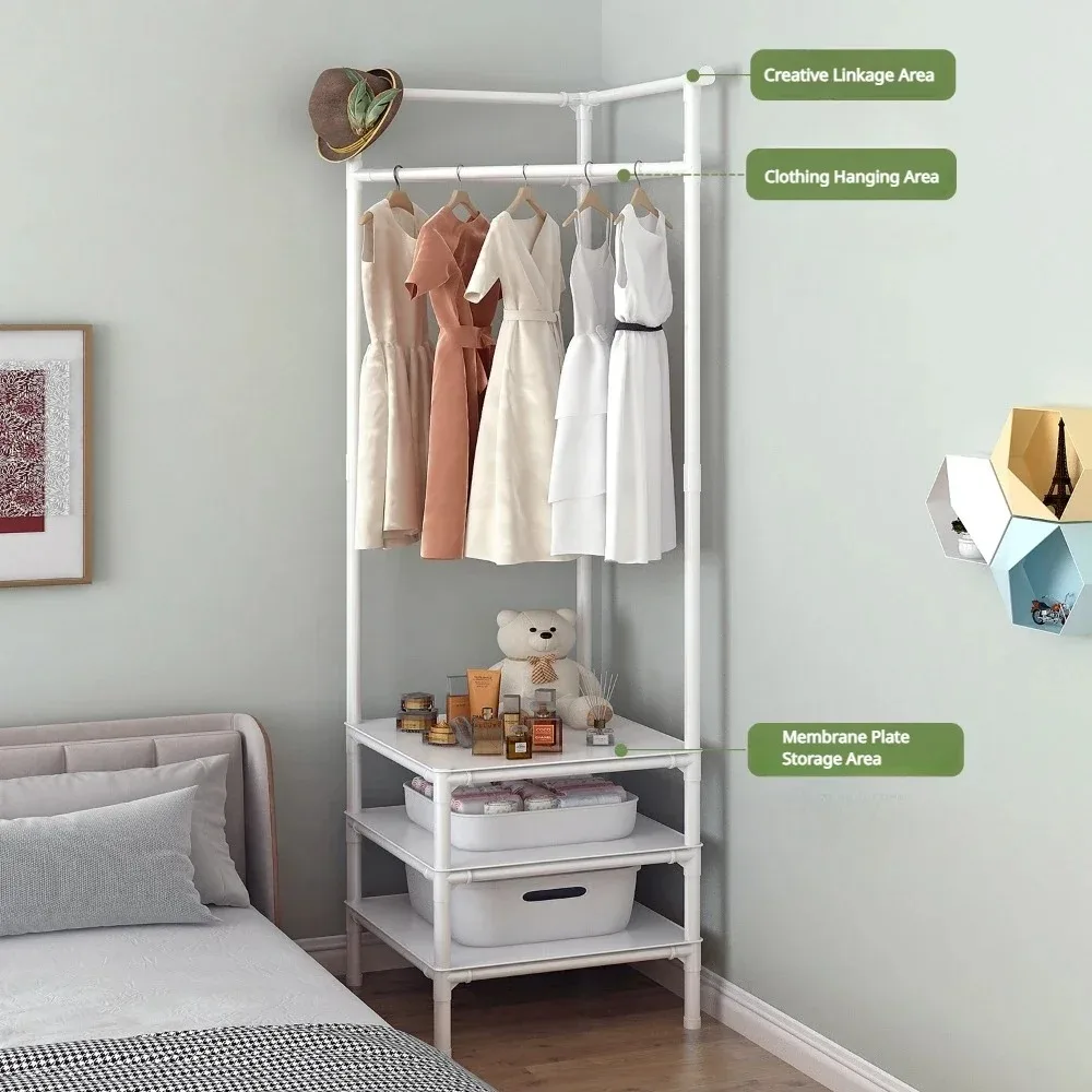 An der Wand montierter Kleiderbügel, bodenstehend, großes Fassungsvermögen, integrierter Garderoben- und Hutablage, minimalistischer Kleiderbügel
