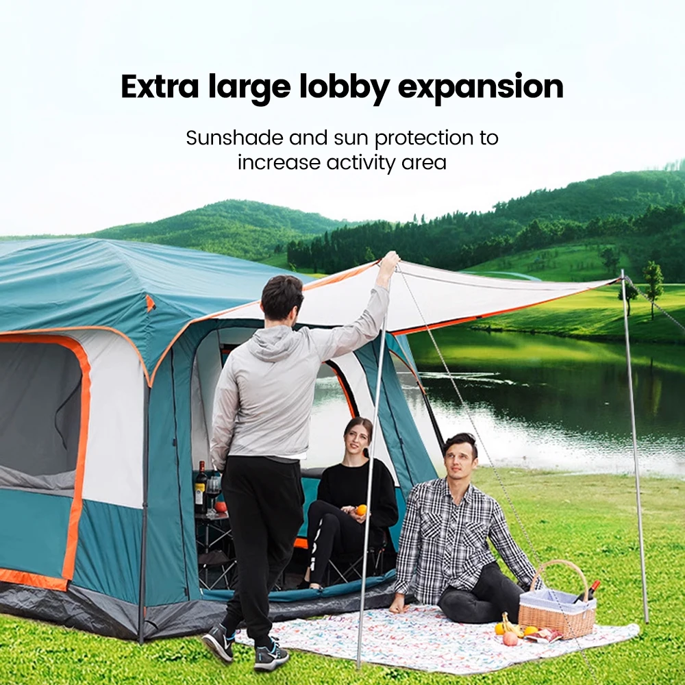 Upgraded 4 Season Camping Tent 3-12 Person Waterproof Windproof Double Layer 2 Room Family Outdoor Backpacking Equipment - view 6