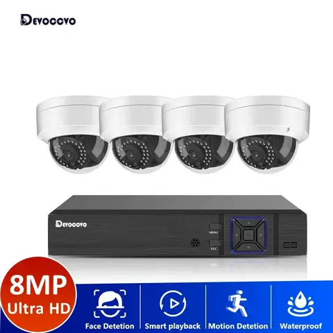 8MP H.265+ 4채널 4K 울트라 HD CCTV DVR 키트 실외 돔 카메라 시스템 IP66 방수 P2P 홈 보안 비디오 감시 세트 8채널