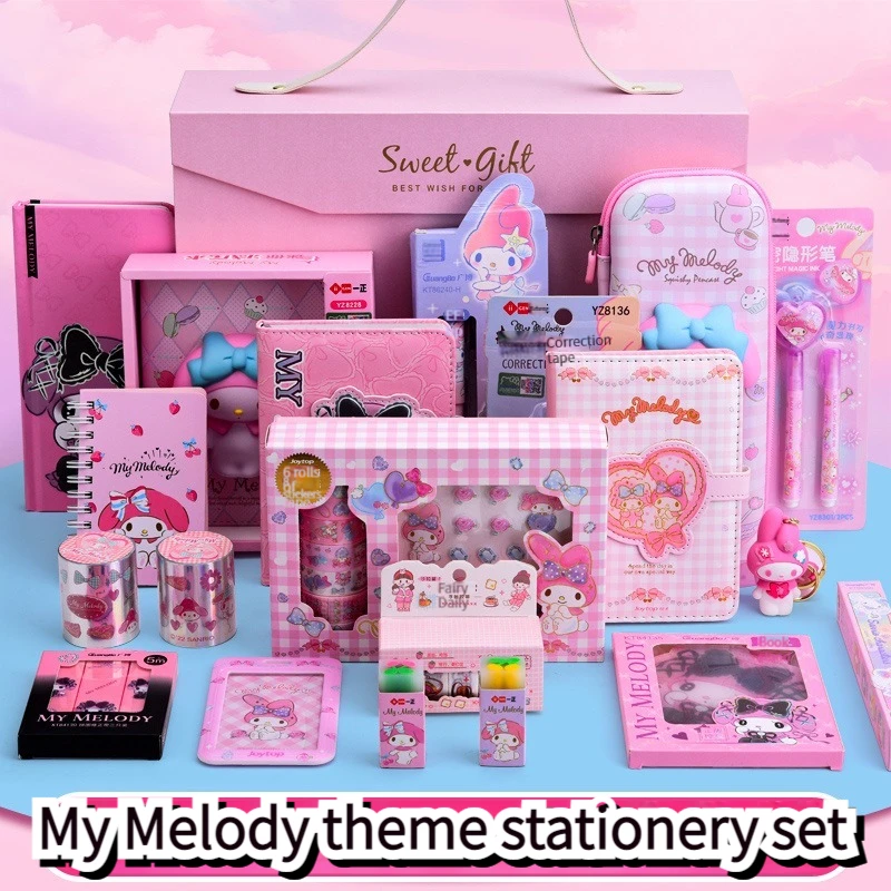 

Sanrio My Melody Student Stationary Set Festival Birthday Gift Box Send Children Surprise School School Supplies Prize Christmas