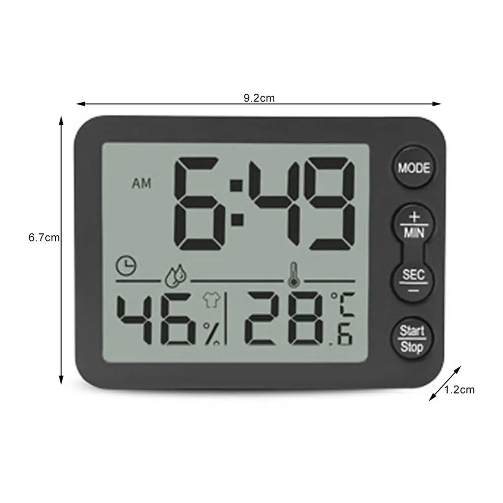 Desktop Digital Display Clock Temperature Humidity Meter Electronic Alarm Thermometer Hygrometer Living Room Large LCD Timer