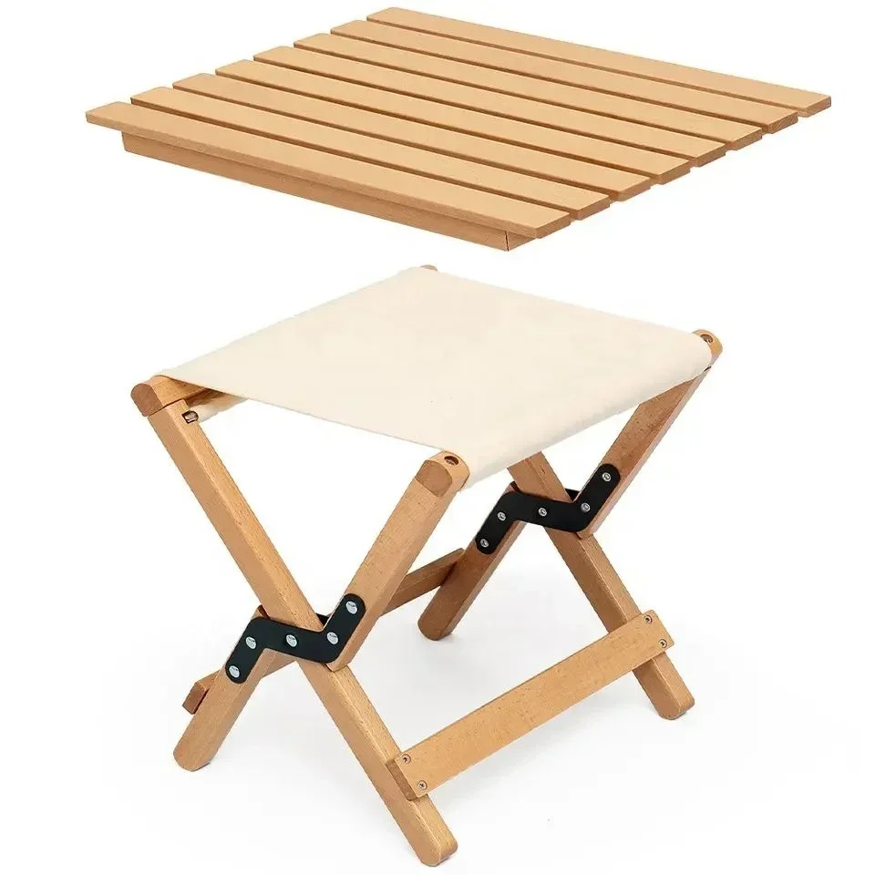 

Portable Outdoor Folding Table And Chair, Wooden Low Stool, Seat, Chair, Seat, Fishing, Travel, Picnic, Walking, Camping