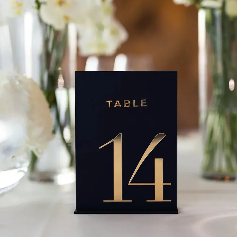 3D Black Gold Mirror Table Numbers, Modern Table Number Signs,Wedding Table Numbers,Wedding Table Signs,3D Table Number Signs