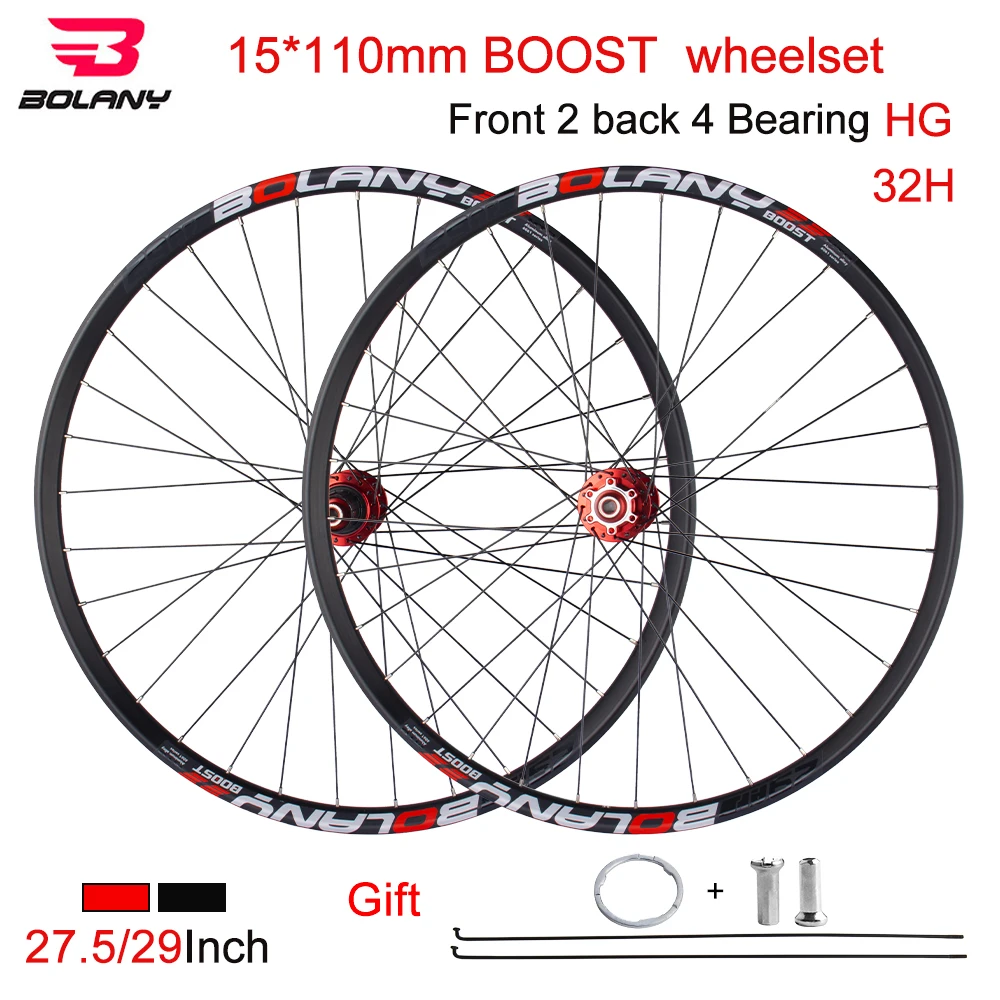 BOLANY 27.5 29 Inch Boost Wheelset Mountain Bike Thru-Axle 15*110mm 32H XD MS Double Rim Disc Brake Wheelset MTB for HG