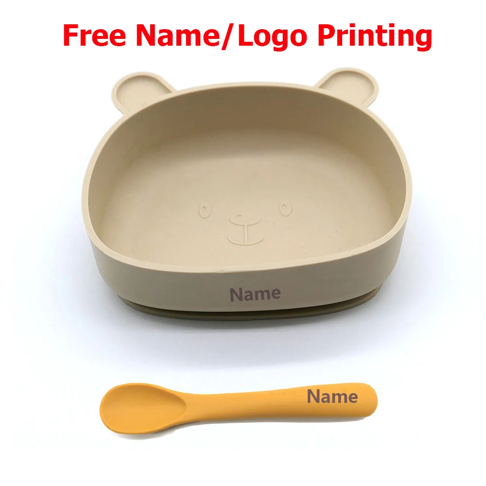 

Children's Tableware Bowl Spoon Personalized Customization Free Printing Silicone Material Boy Girl Holiday Gift