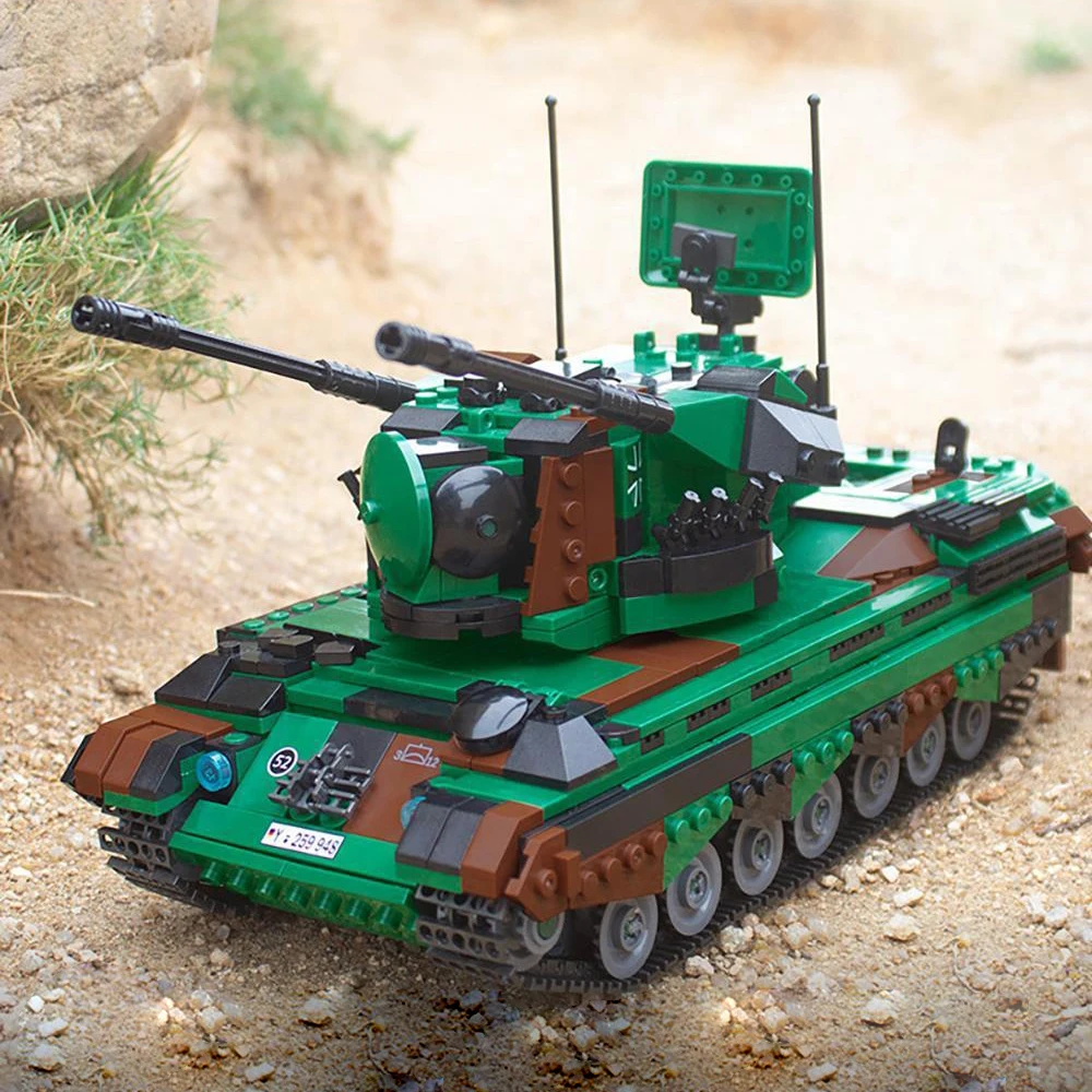 

New Military Weapons Bricks Series Type Flakpz Gepard Main Battle Tank MOC Bricks Tanks Model Kits Boys Toys WW2 Toys Gifts