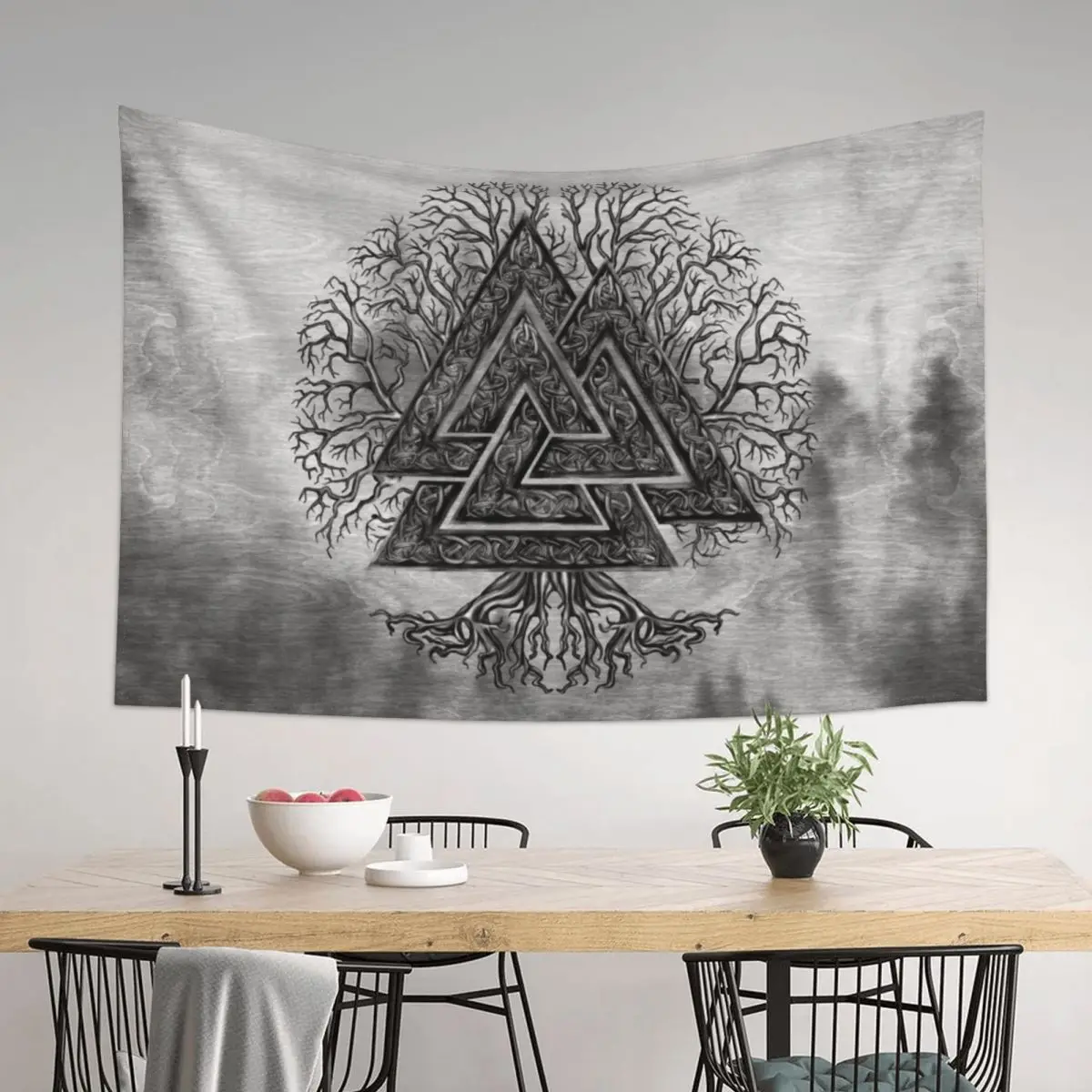 

Valknut and Tree of Life Yggdrasil Tapestry Wall Deco Room Decorator Bedrooms Decorations Tapestry