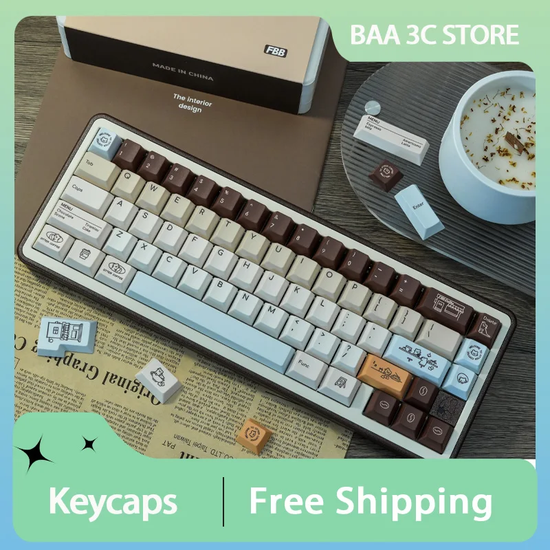 

FBB Original Keycap Otter Coffee PBT Cherry Profile Hot Sublimated Keycaps Cute Personality Color Capibara Pc Accessories