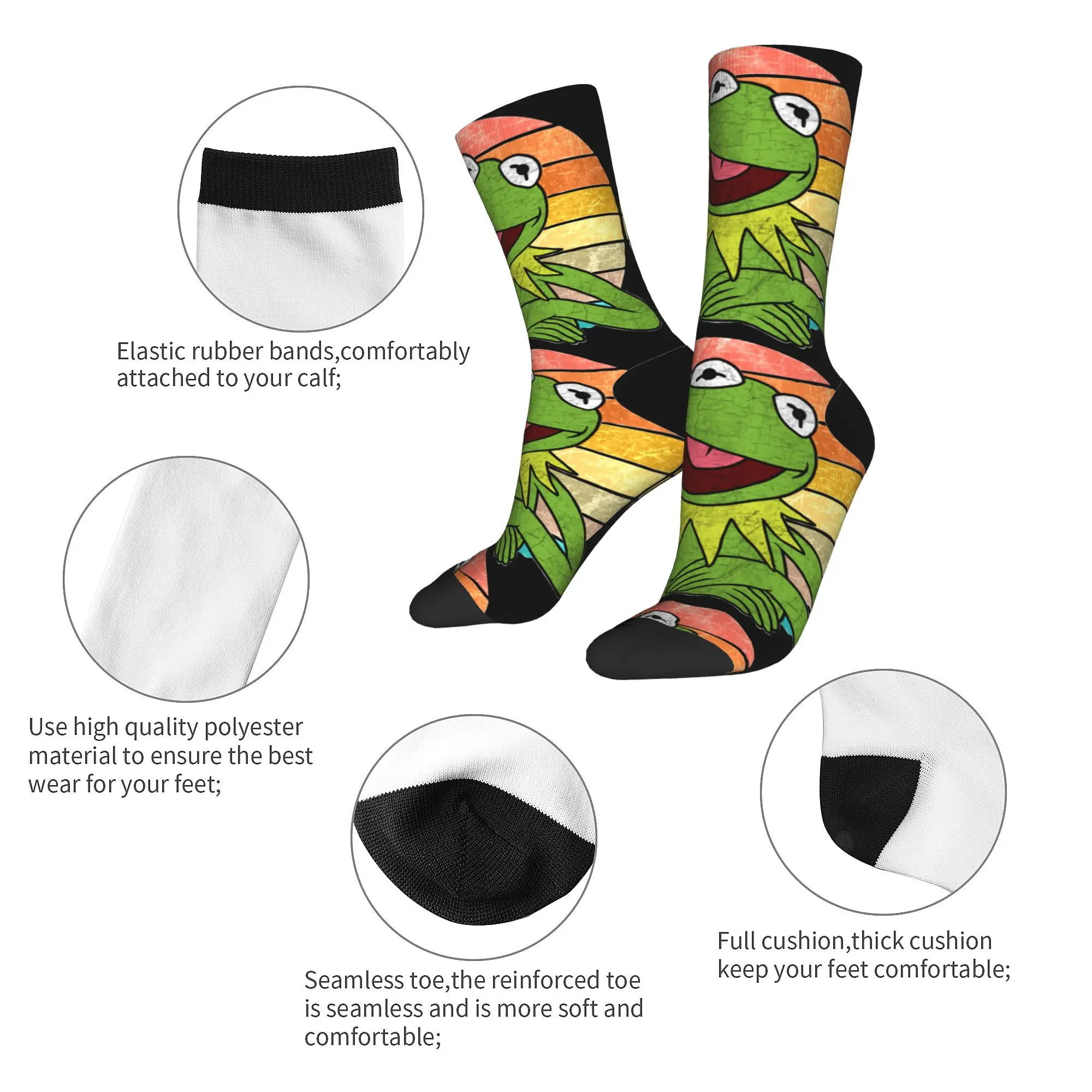 Winter Warm Harajuku Women Men Kermit The Frog Cartoon the Muppets Show Socks  Non-slip Basketball Socks