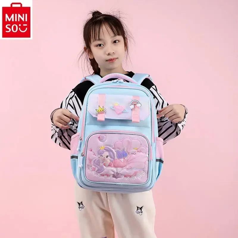 MINISO милый мультяшный принт принцессы русалки простой студенческий милый большой вместительный модный рюкзак для девочек