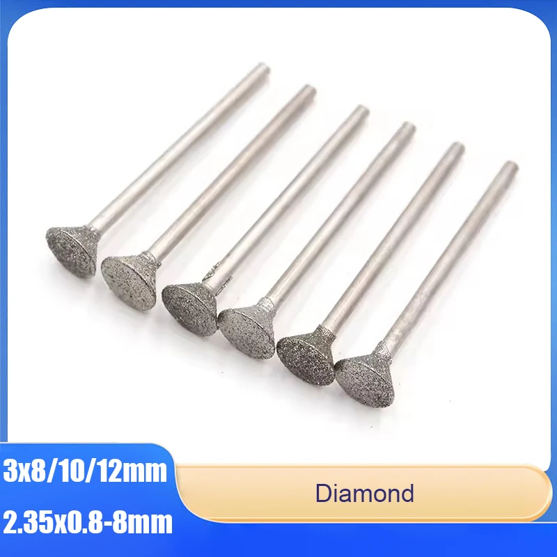 

1/2pcs C2/C3 Diamond Grinding Bits Shank Diameter 2.35/3mm Engraving And Polishing Bits Compatible With Dremel Rotary Tools