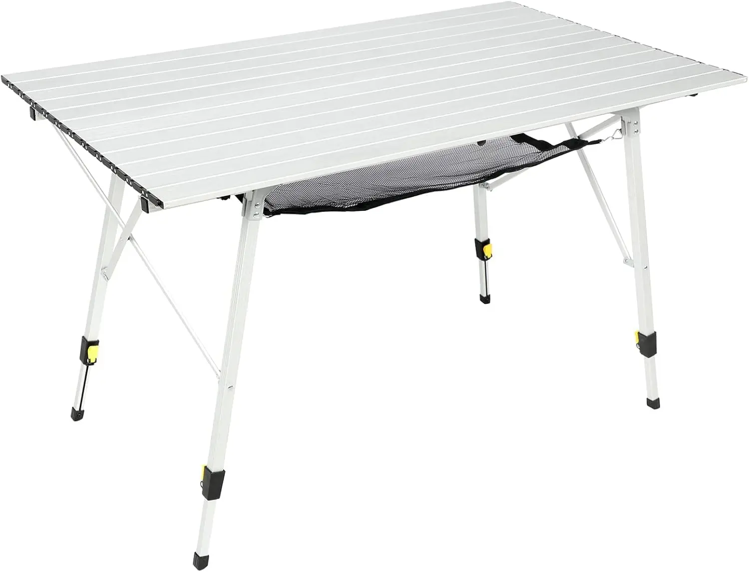 

Portable Camping Table Foldable with Adjustable Legs, Aluminum Roll Up Table for Outdoor, Beach, Picnic, BBQ, Party, Silver