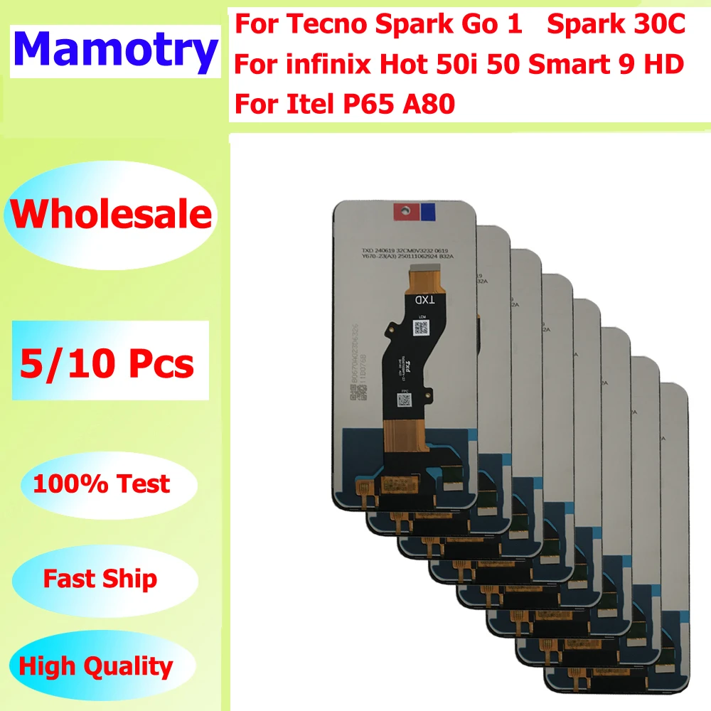 

5/10 Piece For Tecno Spark Go 1 Screen 1S Spark 30C 30 5G POP 9 5G Display For infinix Hot 50i 50 Smart 9 HD For Itel P65 A80