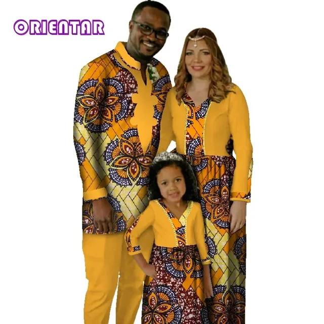 African Family Matching Clothes Father Mother Daughter Outfit Dashiki Dress African Print Men Suit Women Girl Long Dress WYQ119 AliExpress