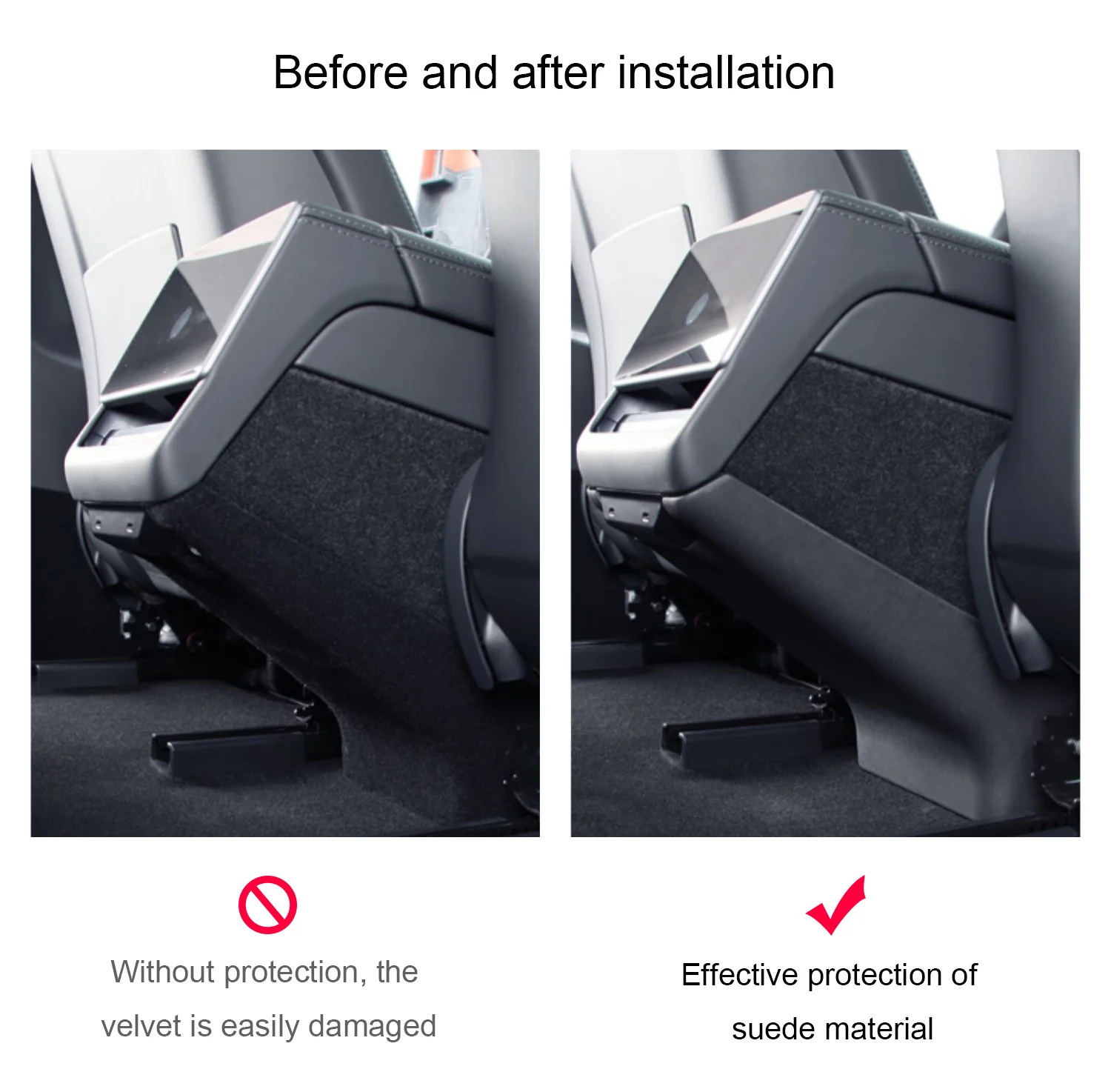 For Tesla Model 3 Highland 2024 Rear Seat Child Anti-Kick Board Anti Dirty Kickproof Mats Car Center Console Side Anti-Dirt Mats
