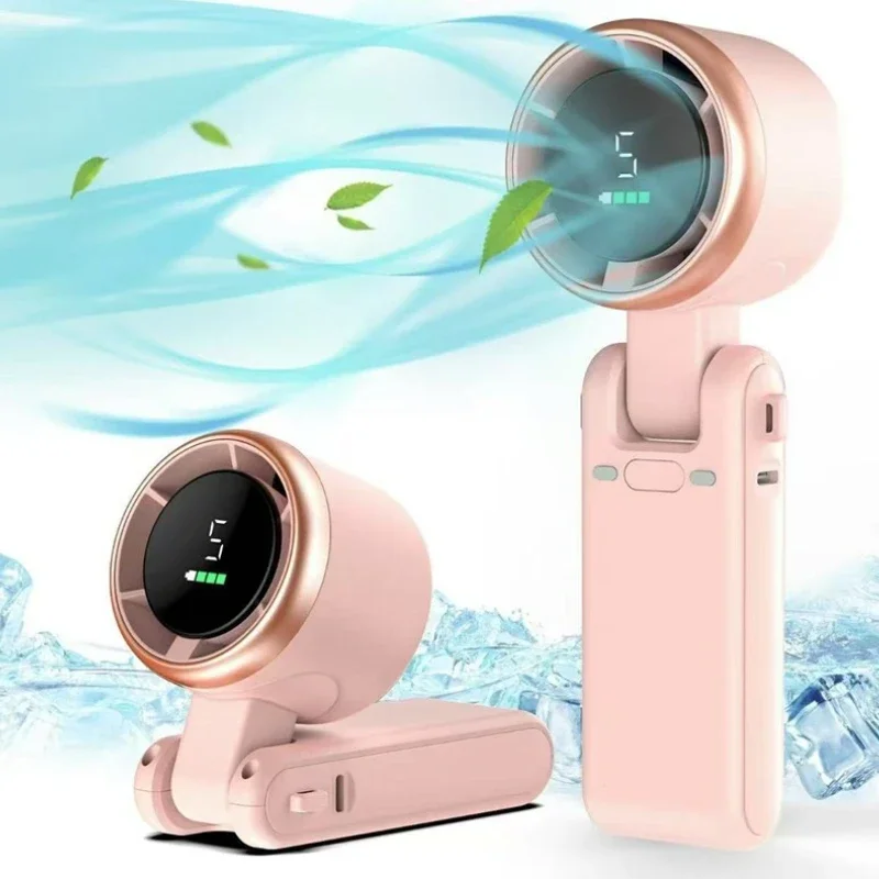 Portable Turbine Handheld Fan: 5-Speed Powerful Airflow USB Rechargeable Fan 3600mAh 3-in-1 Summer Must-Have for Camping Travel