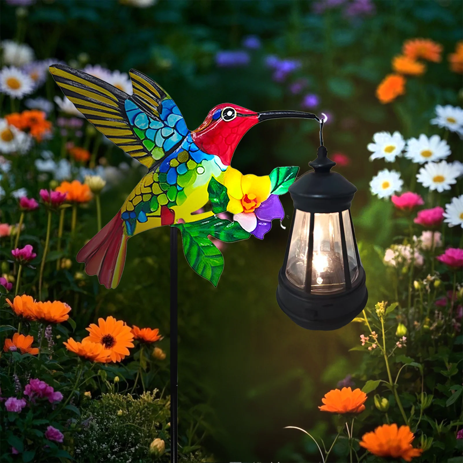 

New solar hummingbird lantern wrought iron insert bird gardening ornaments, outdoor garden decorations, handicrafts lawn lights