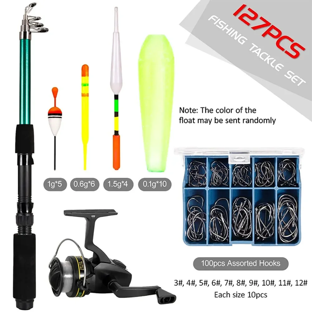 

Fishing Rod & Reel Combo With Spinning Reel Fishing Hook Fishing Soft Tube Accessories For Freshwater Saltwater Fishing 127PCS