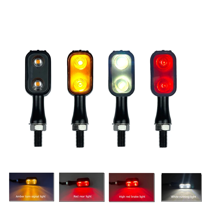 8mm Motorcycle LED Turn Signal Lights 3 in 1 Indicators Front Direction lamp Runing Light Driving Brake Stop Rear Light