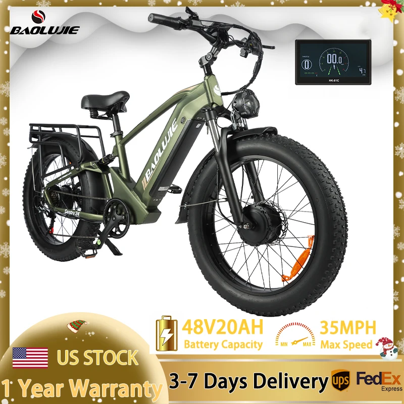 

Adult Electric Bicycle 2000W Dual Moto 48V 20AH Mountain Electric Bike 24 Inch Fat Tire Outdoor Entertainment E Bike all terrain