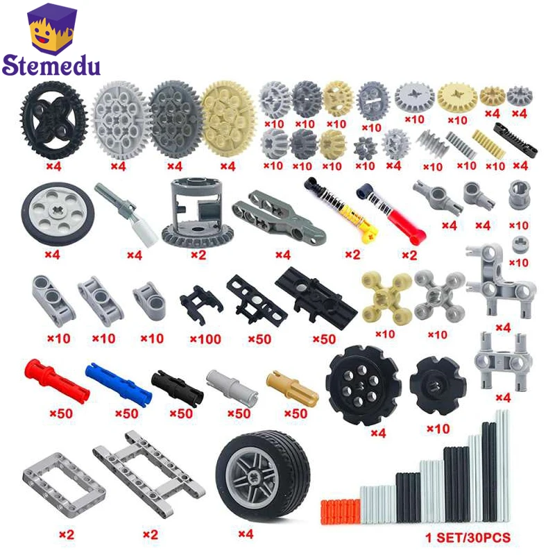 768PCS Technical Parts Cars Motorcycle Gears Axles Wheels Connectors MOC Bricks Building Block Accessories DIY Toys For Kid Gift