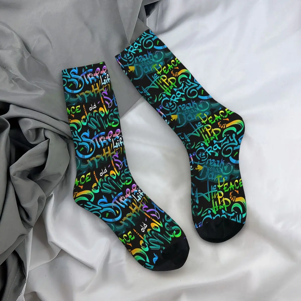 Crazy compression Urban Sock for Men Harajuku Seamless Pattern Crew Sock Casual