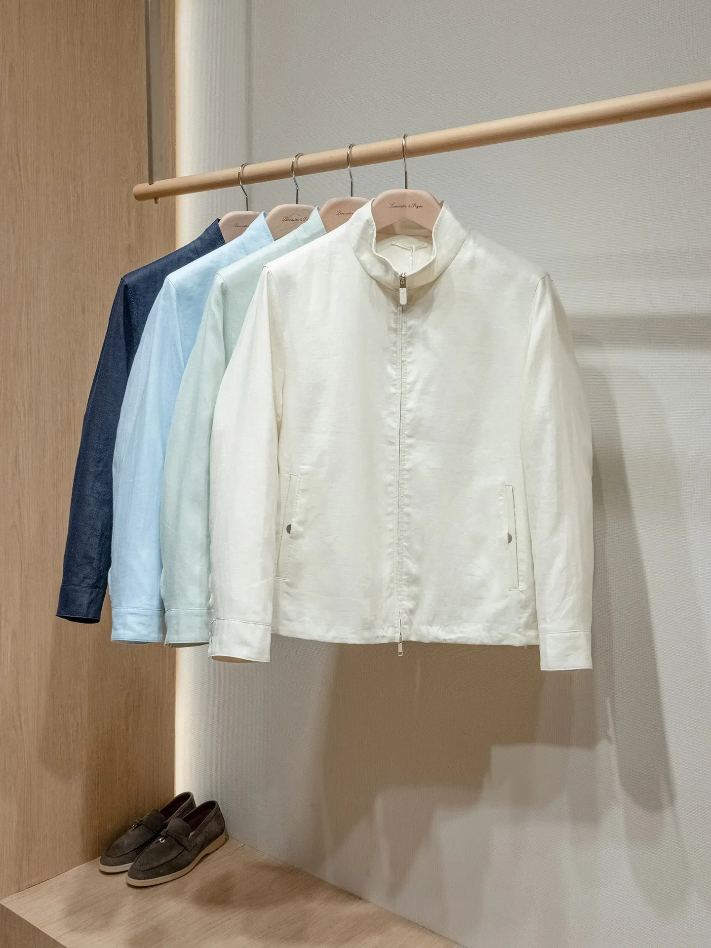 

100% natural linen fabric, old money men's high-end casual stand-up jacket