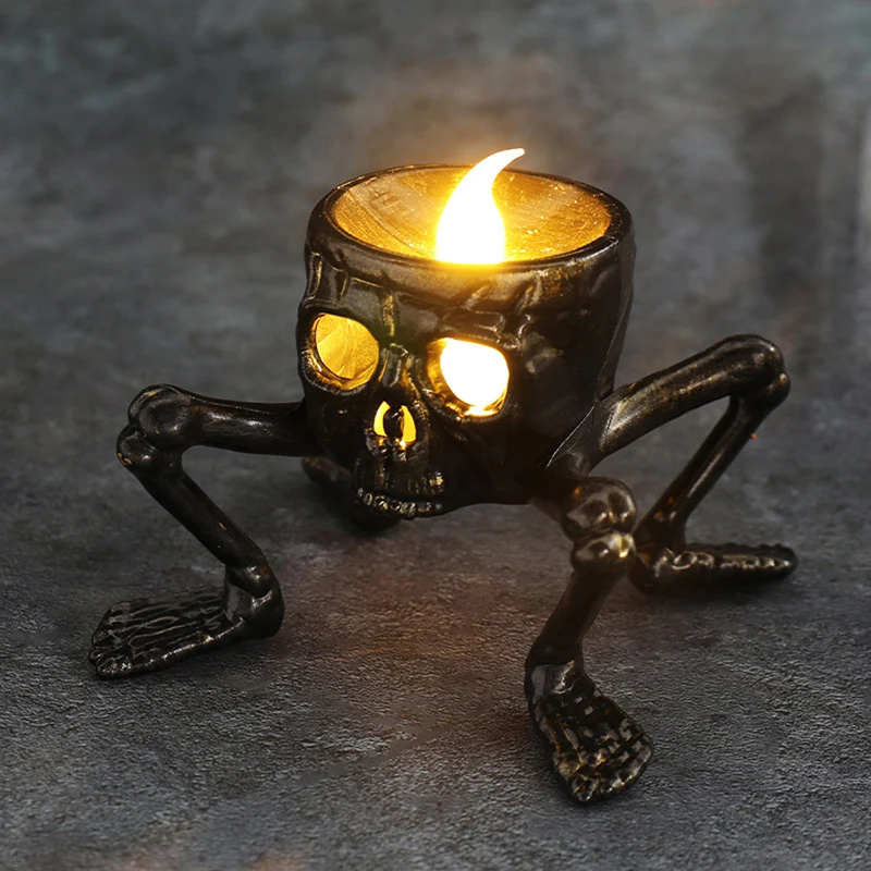 Halloween Atmosphere  Candles Electric LED Leg Skull Lights Flickering Flameless Candles Room Decoration Small Night Lights