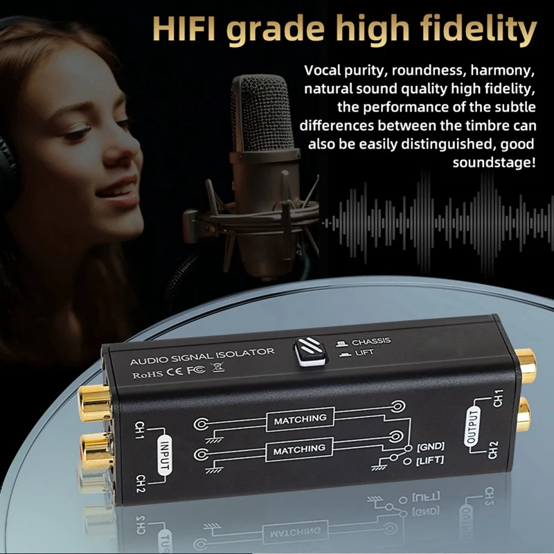 Professional Audio Signal Isolator Audio Current Noise Filter Remover RCA Interface Plug And Play Passive Isolator
