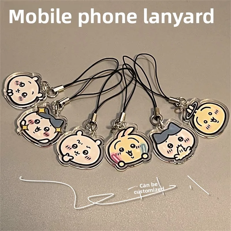 Cadena de teléfono móvil Chiikawa de estilo lindo de dibujos animados, colgante de cadena de acrílico para teléfono móvil, colgante de cordón Usagi, regalo