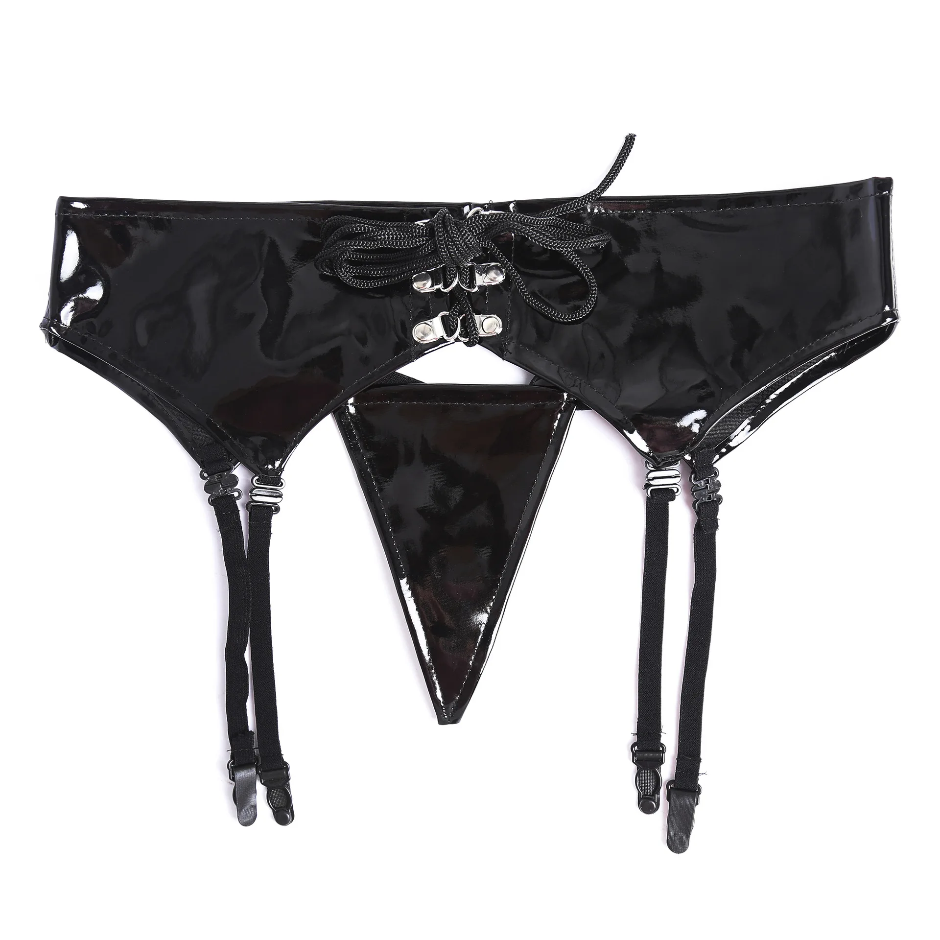 Reggicalze in pelle verniciata per giocattoli sessuali più donne sexy perizoma sexy