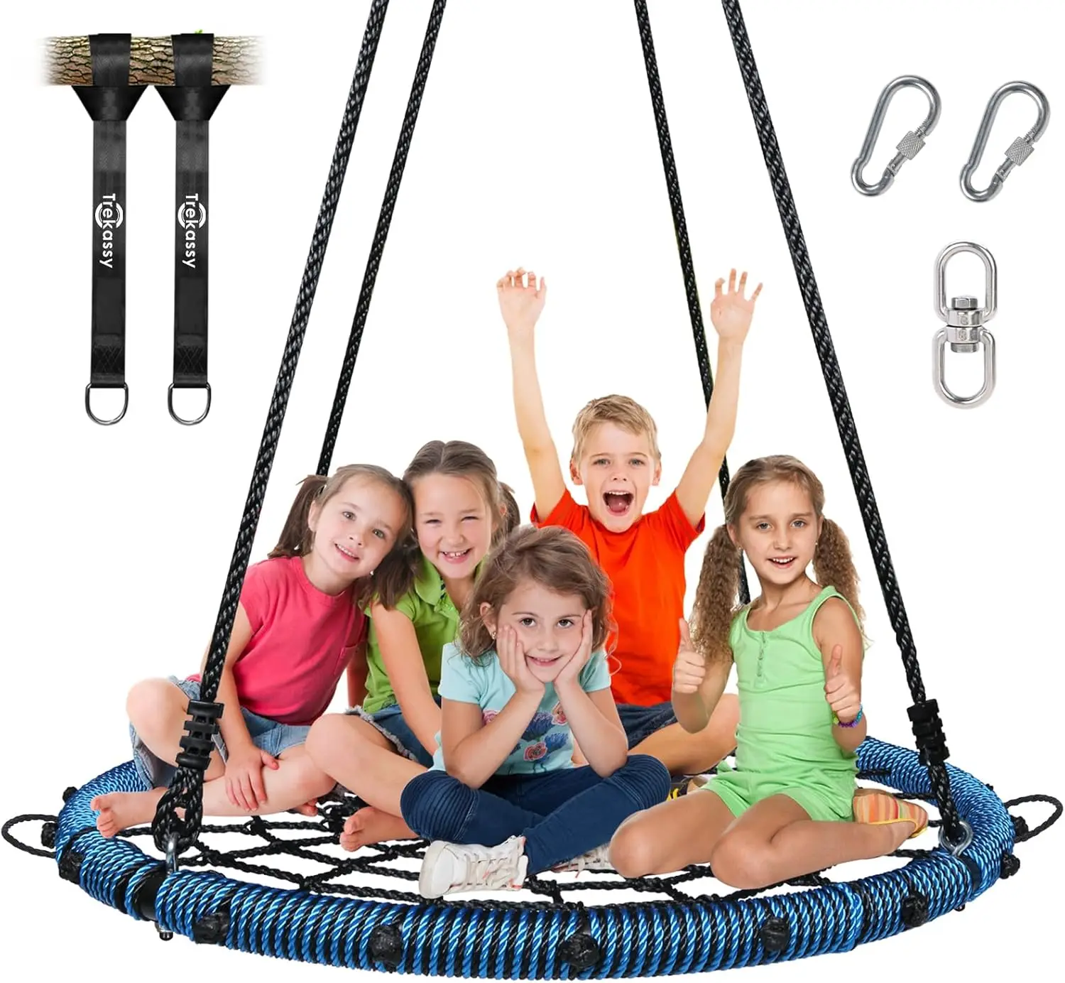 

45" Spider Web Tree Swing for Kids & Adults, 750lbs Capacity, Outdoor Steel Frame with Swivel and Adjustable Ropes