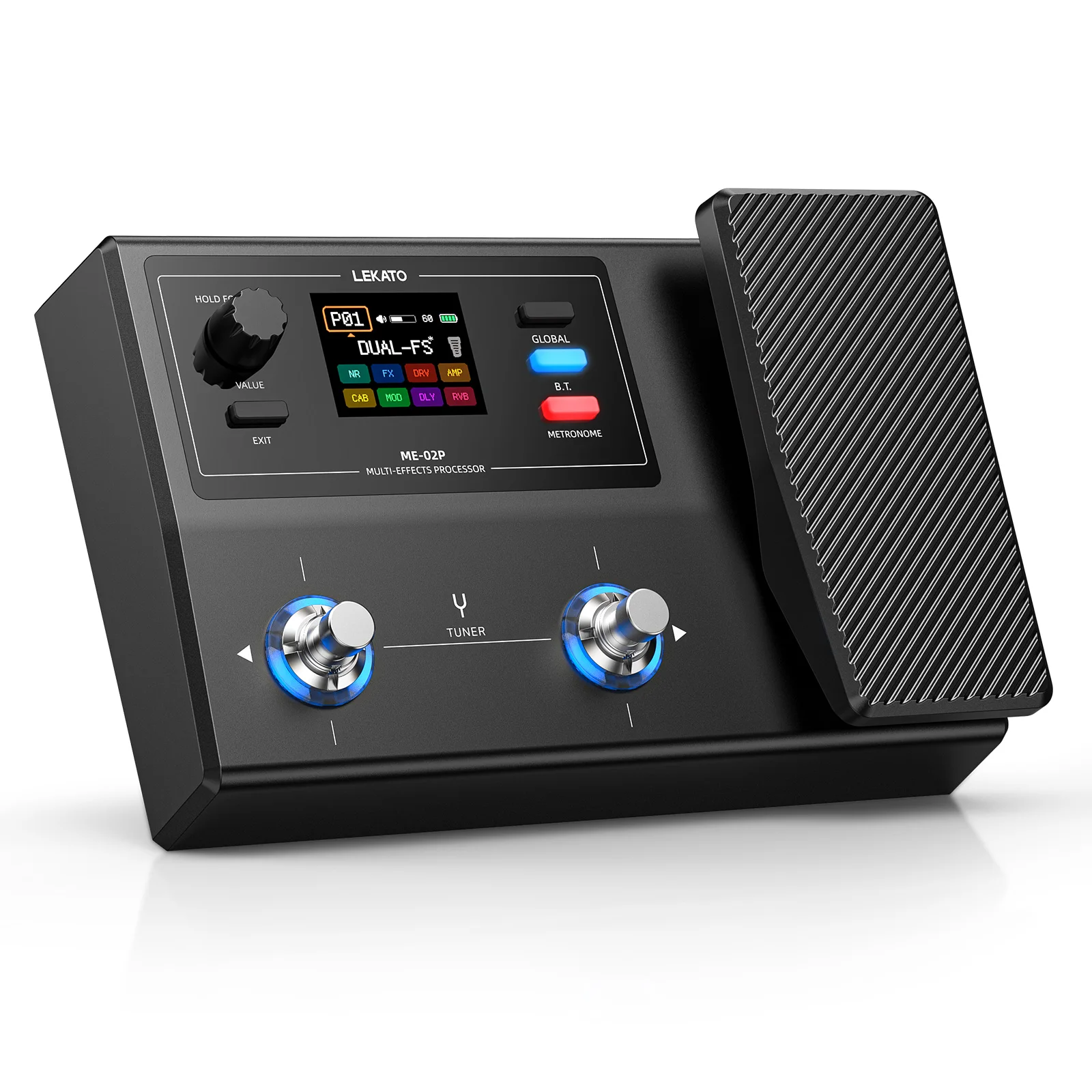 Color Screen Multi Effects Guitar Pedal LEKATO ME 02P 70 Tones 35 Amp IR 100 Presets Rechargeable Bluetooth for Guitar
