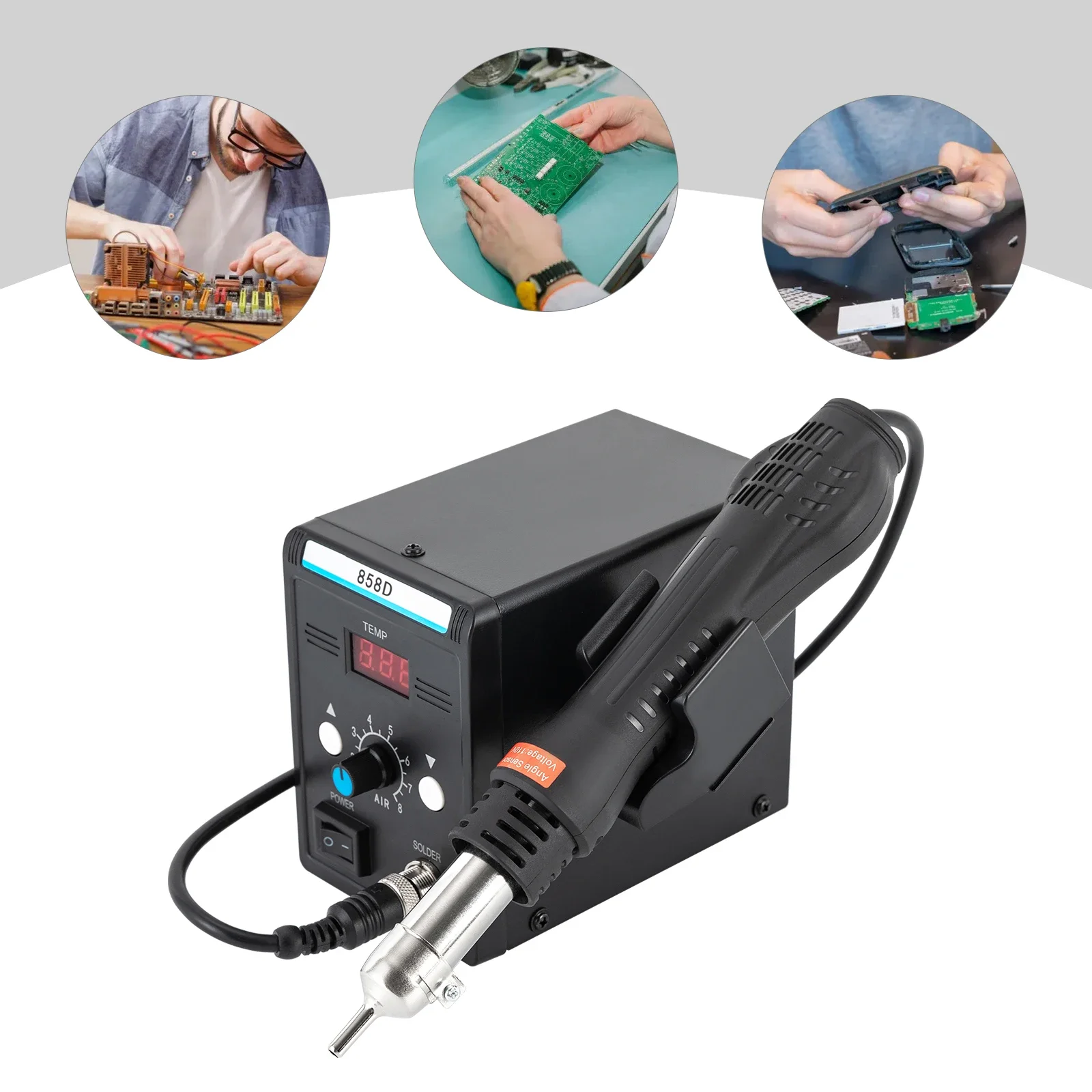 700W Hot Air Rework SMD Soldering Station With Heat Gun Set Temperature LED Screen Display For Electronics Repairs