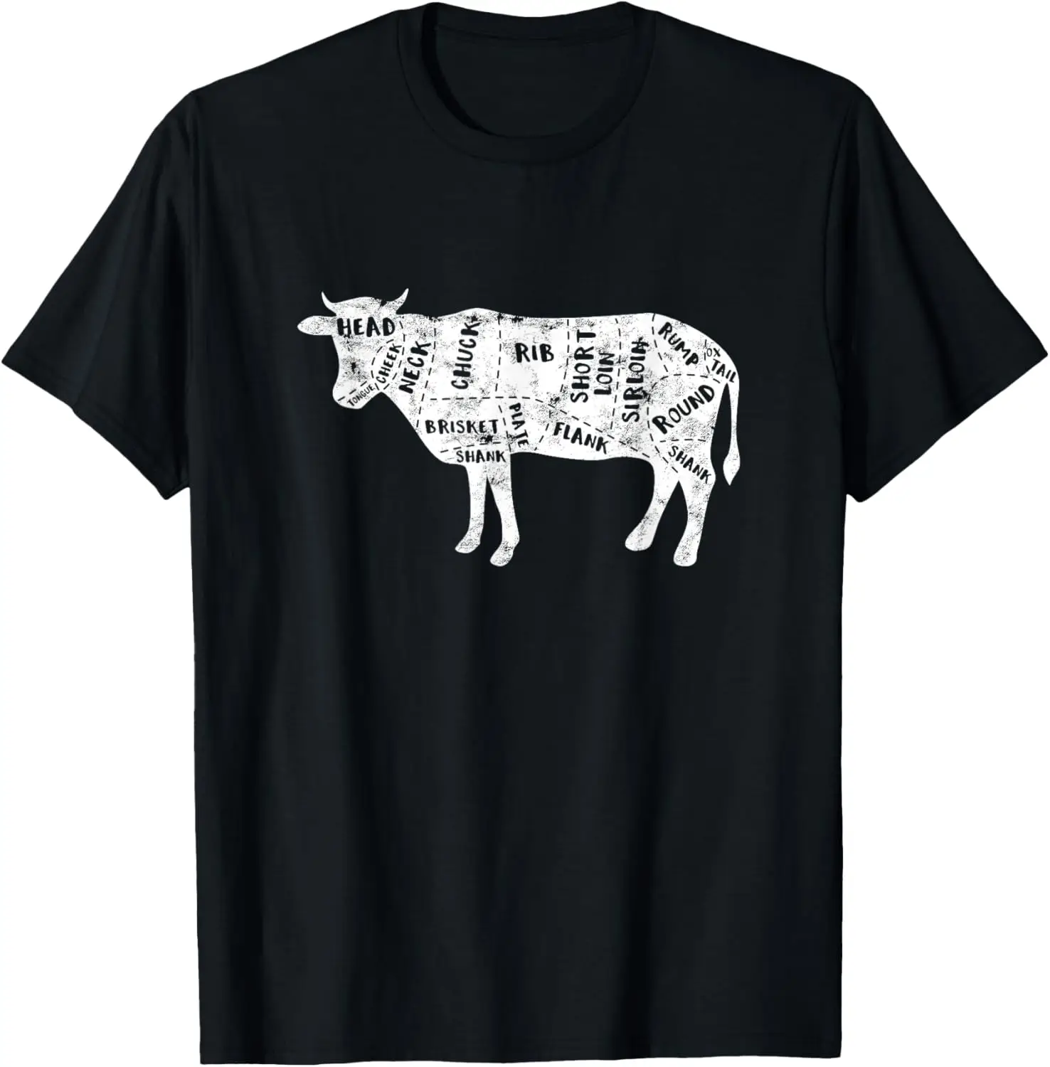 

Butcher Cow Cuts Diagram Graphic Tee Men's Casual Breathable Cotton T-Shirt