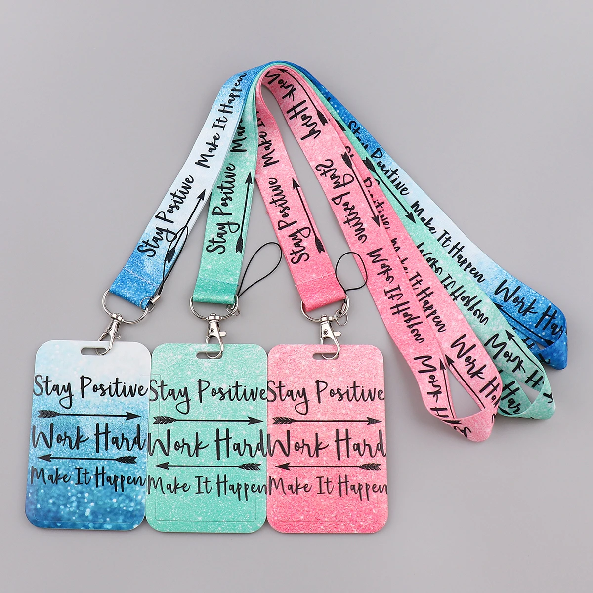 Rainbow Quotations Series Lanyard for keys ID Card Keychain Phone Straps USB badge holder DIY Hang Rope Lariat Lanyard