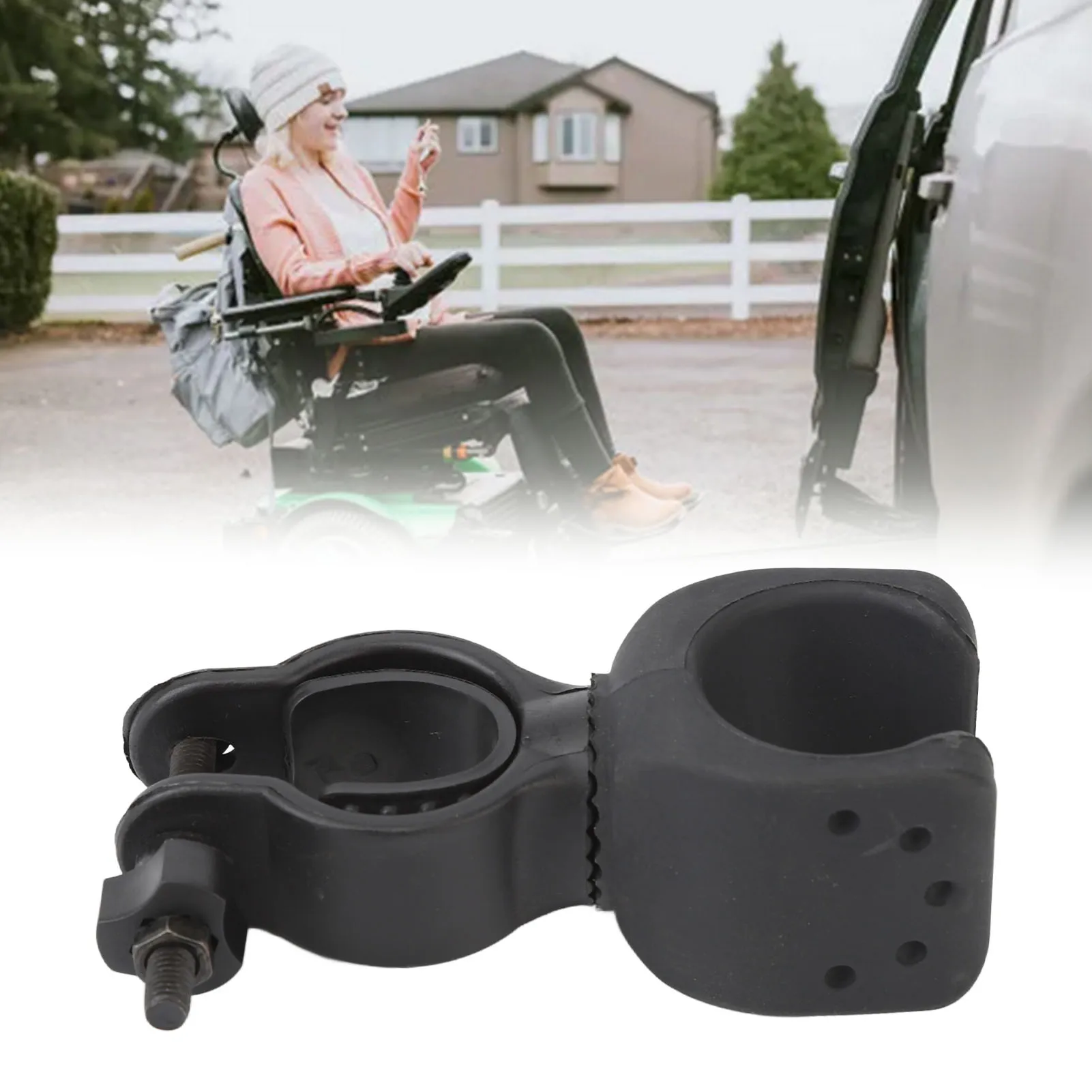Soporte para bastón de muletas, rotación de 360 grados, bastón para silla de ruedas, soporte para bastón para conducir con tubo de 2,5 a 3,5 cm a