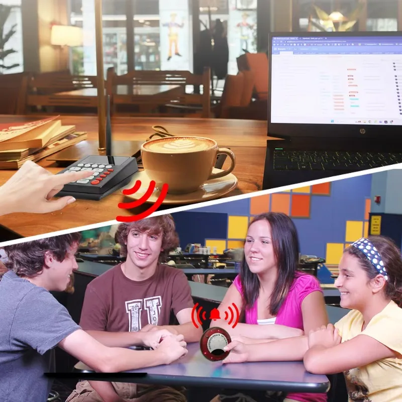 Waterproof Wireless Restaurant Cafe Guest Paging System Vibration Food Court Queue Management view 4
