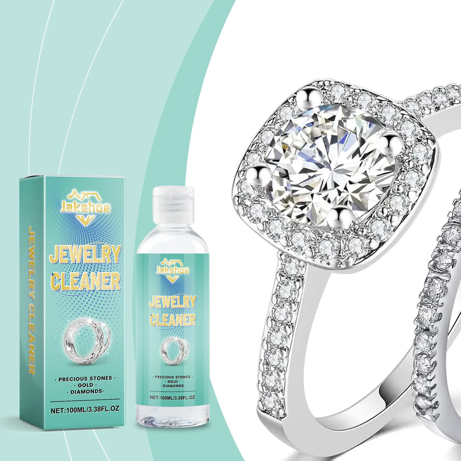 

100ml Jewelry Cleaning Solution - Gentle Cleaner for Necklace Earrings Bracelets Removes Dirt Prevents Oxidation, Restores Shine