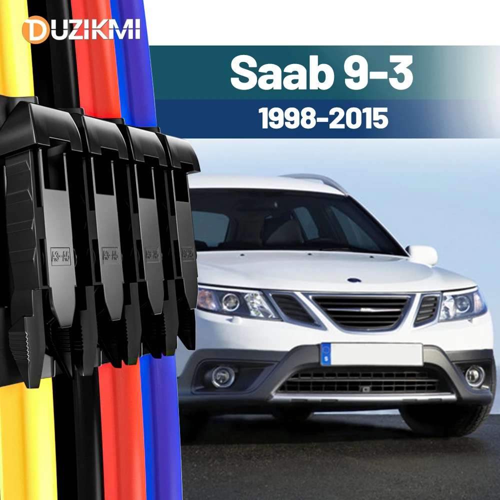 For Saab 9-3 1998-20152005 2006 2007 2008 2009 2010 2011 2012 2013 2014 2pcs Front Windshield Windscreen Wiper Blades Red Blue