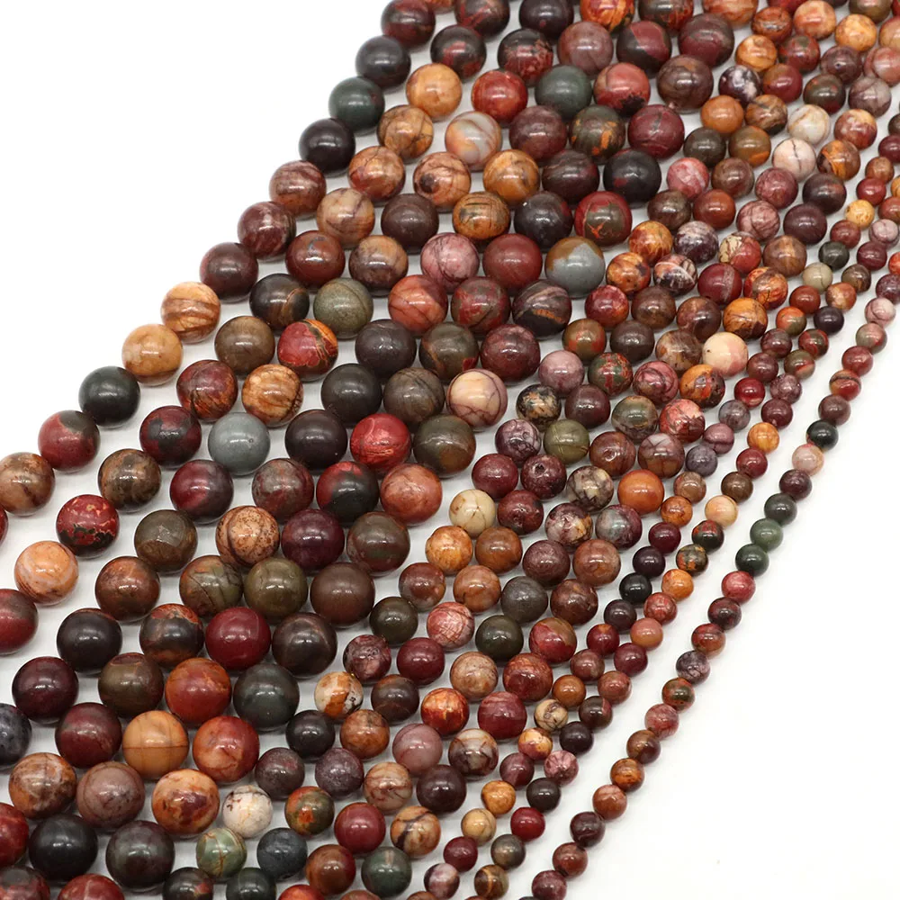 الحجر الطبيعي بيكاسو جاسبر جولة فضفاض الخرز 15 "ستراند 4 6 8 10 مللي متر اختيار حجم لصنع المجوهرات قلادة سوار ذاتي الصنع