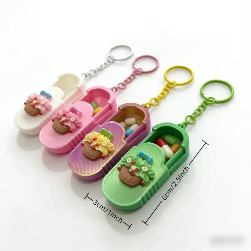 Compact Portable Pill Case Keychain Waterproof Flower Basket Handmade Mini Medicine Box Pendant Multifunctional - view 5