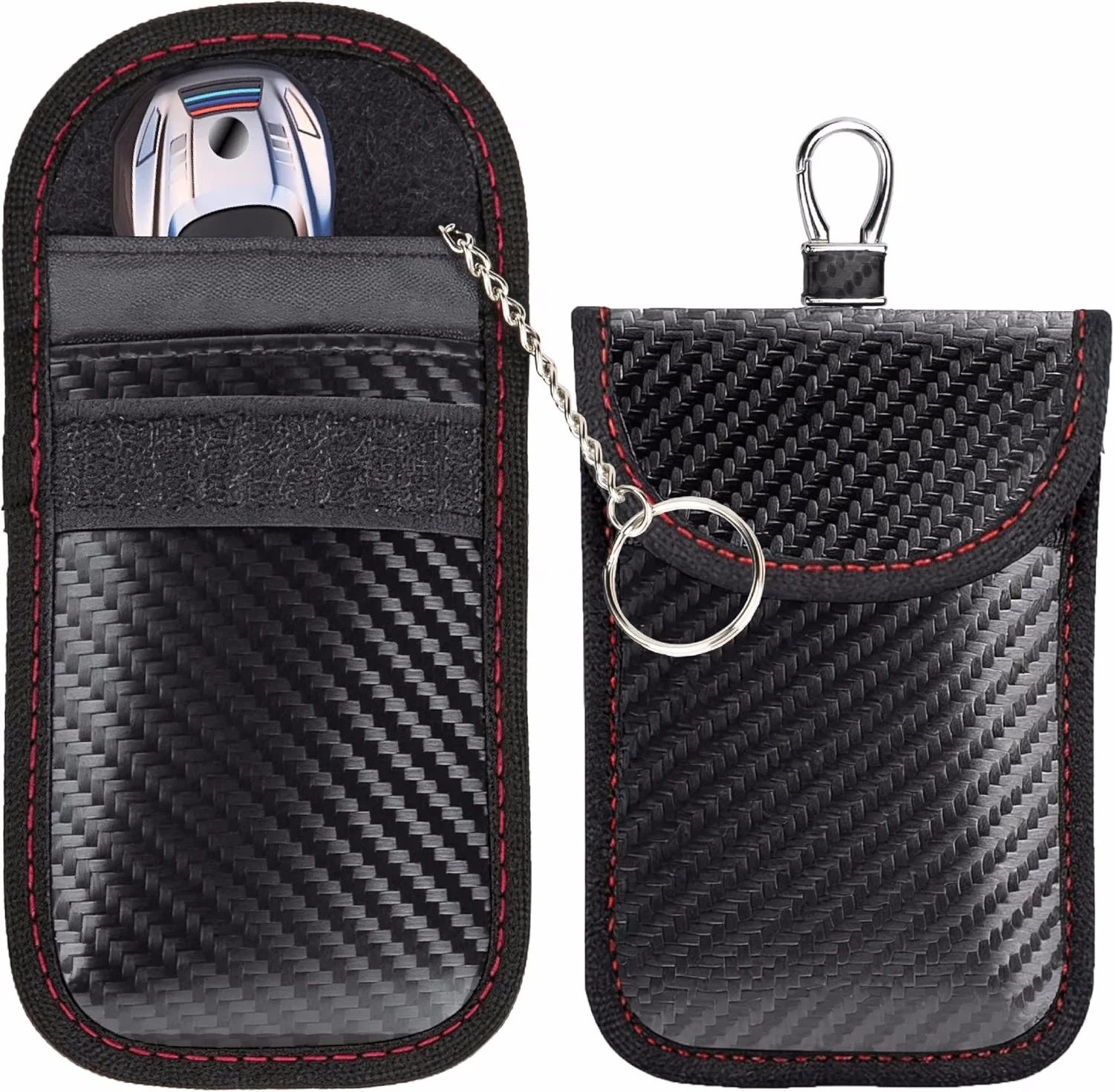 Car key carbon fiber leather RFID radio frequency signal shielding anti-theft key set car key storage Case Hot Faraday Key bag